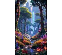 Umfarvt 5D Diamond Art Painting,Mountain Plants Diamond Painting Kits for Adults,DIY Round Full Drill Canvas Embroidery Cross Stitch,Diamond Arts Crafts Painting Pictures for Home Wall Decor 40x90cm
