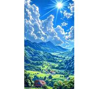 Umfarvt 5D Diamond Art Painting,Natural Scenery Diamond Painting Kits for Adults,DIY Square Full Drill Canvas Embroidery Cross Stitch,Diamond Arts Crafts Painting Pictures for Home Wall Decor 40x90cm