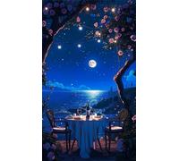 Umfarvt 5D Diamond Art Painting,Night Sea Tree Diamond Painting Kits for Adults,DIY Round Full Drill Canvas Embroidery Cross Stitch,Diamond Arts Crafts Painting Pictures for Home Wall Decor 40x90cm