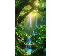 Umfarvt 5D Diamond Painting Kit Completo,Flusso di piante verdi Diamond Painting per Adulti,DIY Square Diamond Art Strass Ricamo a Punto Croce Pittura Diamante per Decorazione Parete 100x210cm