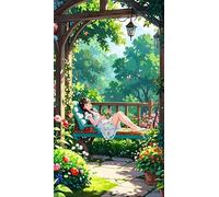 Umfarvt 5D Diamond Painting Kit Completo,Garden Girl Plantv Diamond Painting per Adulti,DIY Square Diamond Art Strass Ricamo a Punto Croce Pittura Diamante per Decorazione Parete 40x90cm