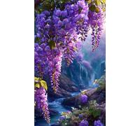 Umfarvt 5D Diamond Painting Kit Completo,Iris Purple Stream Diamond Painting per Adulti,DIY Square Diamond Art Strass Ricamo a Punto Croce Pittura Diamante per Decorazione Parete 70x150cm