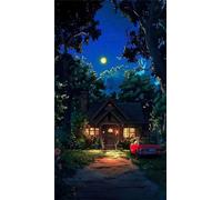 Umfarvt 5D Diamond Painting Kit Completo,Jungle House Moon Diamond Painting per Adulti,DIY Round Diamond Art Strass Ricamo a Punto Croce Pittura Diamante per Decorazione Parete 70x150cm