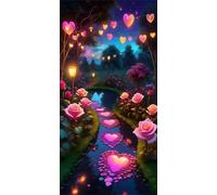 Umfarvt 5D Diamond Painting Kit Completo,Love River Rose Diamond Painting per Adulti,DIY Square Diamond Art Strass Ricamo a Punto Croce Pittura Diamante per Decorazione Parete 30x70cm