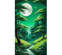 Umfarvt 5D Diamond Painting Kit Completo,Luna verde giungla Diamond Painting per Adulti,DIY Square Diamond Art Strass Ricamo a Punto Croce Pittura Diamante per Decorazione Parete 90x190cm