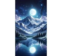 Umfarvt 5D Diamond Painting Kit Completo,Montagne Moon Lake Diamond Painting per Adulti,DIY Square Diamond Art Strass Ricamo a Punto Croce Pittura Diamante per Decorazione Parete 90x190cm