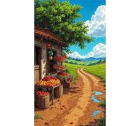 Umfarvt 5D Diamond Painting Kit Completo,Nuvola di campo di frutta Diamond Painting per Adulti,DIY Square Diamond Art Strass Ricamo a Punto Croce Pittura Diamante per Decorazione Parete 40x90cm