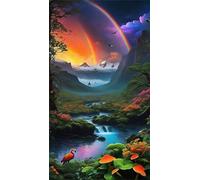 Umfarvt 5D Diamond Painting Kit Completo,Pianta arcobaleno del lago Diamond Painting per Adulti,DIY Square Diamond Art Strass Ricamo a Punto Croce Pittura Diamante per Decorazione Parete 70x150cm