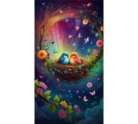 Umfarvt 5D Diamond Painting Kit Completo,Piante uccelli innamorati Diamond Painting per Adulti,DIY Square Diamond Art Strass Ricamo a Punto Croce Pittura Diamante per Decorazione Parete 100x210cm