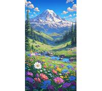 Umfarvt 5D Diamond Painting Kit Completo,Prateria Flowers Creek Diamond Painting per Adulti,DIY Round Diamond Art Strass Ricamo a Punto Croce Pittura Diamante per Decorazione Parete 60x130cm
