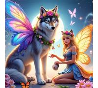 Umfarvt 5D Fairy Animals Diamond Painting Kits for Adults Kids,DIY Square Full Drill diamond art painting kits,Canvas Embroidery Diamond Art Craft for Home Wall Decor 50x50cm