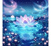 Umfarvt 5D Fantasy Lotus Diamond Painting Kits for Adults Kids,DIY Square Full Drill diamond art painting kits,Canvas Embroidery Diamond Art Craft for Home Wall Decor 70x70cm