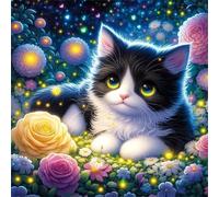 Umfarvt 5D Firefly Cat Diamond Painting Kits for Adults Kids,DIY Square Full Drill diamond art painting kits,Canvas Embroidery Diamond Art Craft for Home Wall Decor 100x100cm