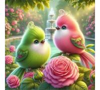 Umfarvt 5D Fountain Birds Diamond Painting Kits for Adults Kids,DIY Round Full Drill diamond art painting kits,Canvas Embroidery Diamond Art Craft for Home Wall Decor 50x50cm