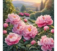 Umfarvt 5D Giardino delle peonie Diamond Painting,diamond Art painting Kit Completo per Adulti Bambini,DIY Square Pieno di Cristallo Pittura Con Numeri Ricamo Craft per Casa Decor Regalo 20x20cm