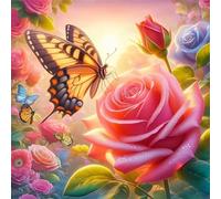 Umfarvt 5D giardino farfalle Diamond Painting Kit Completo,diamond painting per Adulti,DIY Square Diamond Art Strass Ricamo a Punto Croce Pittura Diamante Decorazione per della Parete 40x40cm