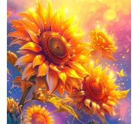 Umfarvt 5D Girasole luminoso Diamond Painting Kit Completo,diamond painting per Adulti,DIY Round Diamond Art Strass Ricamo a Punto Croce Pittura Diamante Decorazione per della Parete 40x40cm