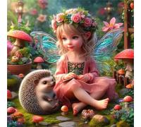 Umfarvt 5D Hedgehog Girl Diamond Painting Kits for Adults Kids,DIY Square Full Drill diamond art painting kits,Canvas Embroidery Diamond Art Craft for Home Wall Decor 70x70cm