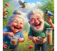 Umfarvt 5D Hilarious Birds Feed Diamond Painting Kits for Adults Kids,DIY Round Full Drill diamond art painting kits,Canvas Embroidery Diamond Art Craft for Home Wall Decor 40x40cm