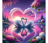 Umfarvt 5D Il lago dei cigni Diamond Painting Kit Completo,diamond painting per Adulti,DIY Square Diamond Art Strass Ricamo a Punto Croce Pittura Diamante Decorazione per della Parete 60x60cm
