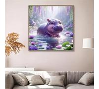 Umfarvt 5D Ippopotamo di stagno Diamond Painting Kit Completo,diamond painting per Adulti,DIY Square Diamond Art Strass Ricamo a Punto Croce Pittura Diamante Decorazione per della Parete 60x60cm