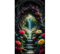 Umfarvt 5D Jungle Flowers Creek Diamond Painting Kits for Adults,Diamond Art Painting Kit Completo,DIY Round Pittura Di Diamanti Strass Ricamo A Punto Croce Art Craft per Decorazioni Casa +70x150cm