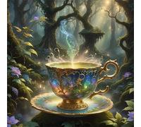 Umfarvt 5D Jungle Teacup Diamond Painting Kits for Adults Kids,DIY Round Full Drill diamond art painting kits,Canvas Embroidery Diamond Art Craft for Home Wall Decor 80x80cm