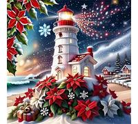 Umfarvt 5D Lighthouse Beach Diamond Painting Kits for Adults Kids,DIY Square Full Drill diamond art painting kits,Canvas Embroidery Diamond Art Craft for Home Wall Decor 90x90cm