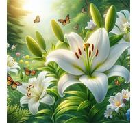 Umfarvt 5D Lily Plant Diamond Painting Kits for Adults Kids,DIY Round Full Drill diamond art painting kits,Canvas Embroidery Diamond Art Craft for Home Wall Decor 70x70cm