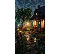Umfarvt 5D Night Road House Diamond Painting Kits for Adults,Diamond Art Painting Kit Completo,DIY Square Pittura Di Diamanti Strass Ricamo A Punto Croce Art Craft per Decorazioni Casa +60x130cm