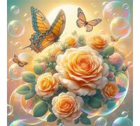 Umfarvt 5D Orange Rose Butterfly Diamond Painting Kits for Adults Kids,DIY Round Full Drill diamond art painting kits,Canvas Embroidery Diamond Art Craft for Home Wall Decor 20x20cm