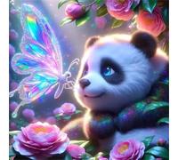 Umfarvt 5D Panda Butterfly Diamond Painting Kits for Adults Kids,DIY Square Full Drill diamond art painting kits,Canvas Embroidery Diamond Art Craft for Home Wall Decor 70x70cm