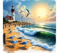 Umfarvt 5D Piccione costiero Diamond Painting Kit Completo,diamond painting per Adulti,DIY Square Diamond Art Strass Ricamo a Punto Croce Pittura Diamante Decorazione per della Parete 20x20cm