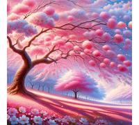 Umfarvt 5D Pink Tree Diamond Painting Kits for Adults Kids,DIY Square Full Drill diamond art painting kits,Canvas Embroidery Diamond Art Craft for Home Wall Decor 70x70cm