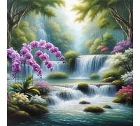 Umfarvt 5D Plant Waterfall Diamond Painting Kits for Adults Kids,DIY Square Full Drill diamond art painting kits,Canvas Embroidery Diamond Art Craft for Home Wall Decor 50x50cm