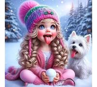 Umfarvt 5D Ragazza terreni innevati Diamond Painting Kit Completo,diamond painting per Adulti,DIY Round Diamond Art Strass Ricamo a Punto Croce Pittura Diamante Decorazione per della Parete 60x60cm