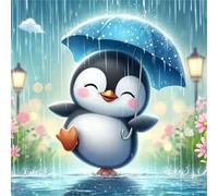 Umfarvt 5D Rain Penguin Diamond Painting Kits for Adults Kids,DIY Square Full Drill diamond art painting kits,Canvas Embroidery Diamond Art Craft for Home Wall Decor 80x80cm