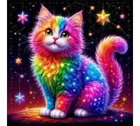Umfarvt 5D Rainbow Cat Diamond Painting Kits for Adults Kids,DIY Square Full Drill diamond art painting kits,Canvas Embroidery Diamond Art Craft for Home Wall Decor 30x30cm