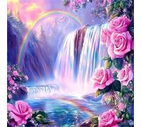 Umfarvt 5D Rainbow Falls Rose Diamond Painting Kit Completo,diamond painting per Adulti,DIY Square Diamond Art Strass Ricamo a Punto Croce Pittura Diamante Decorazione per della Parete 100x100cm