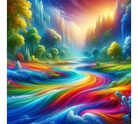 Umfarvt 5D Rainbow River Diamond Painting Kits for Adults Kids,DIY Square Full Drill diamond art painting kits,Canvas Embroidery Diamond Art Craft for Home Wall Decor 30x30cm