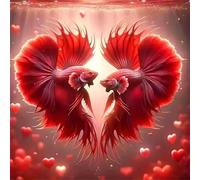 Umfarvt 5D Red Love Koi Diamond Painting Kits for Adults Kids,DIY Round Full Drill diamond art painting kits,Canvas Embroidery Diamond Art Craft for Home Wall Decor 80x80cm