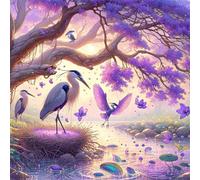 Umfarvt 5D River Tree Diamond Painting Kits for Adults Kids,DIY Round Full Drill diamond art painting kits,Canvas Embroidery Diamond Art Craft for Home Wall Decor 70x70cm