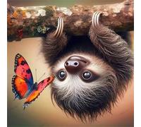 Umfarvt 5D Sloth Butterfly Diamond Painting Kits for Adults Kids,DIY Square Full Drill diamond art painting kits,Canvas Embroidery Diamond Art Craft for Home Wall Decor 90x90cm