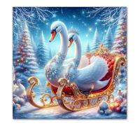 Umfarvt 5D Snowy Night Swan Diamond Painting Kits for Adults Kids,DIY Round Full Drill diamond art painting kits,Canvas Embroidery Diamond Art Craft for Home Wall Decor 80x80cm