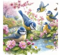 Umfarvt 5D Spring Pond Birds Diamond Painting Kits for Adults Kids,DIY Round Full Drill diamond art painting kits,Canvas Embroidery Diamond Art Craft for Home Wall Decor 40x40cm