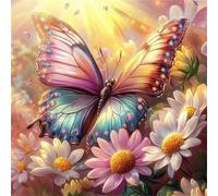 Umfarvt 5D Sunshine Butterfly Diamond Painting Kits for Adults Kids,DIY Round Full Drill diamond art painting kits,Canvas Embroidery Diamond Art Craft for Home Wall Decor 50x50cm