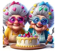 Umfarvt 5D Torta della nonna Diamond Painting,diamond Art painting Kit Completo per Adulti Bambini,DIY Round Pieno di Cristallo Pittura Con Numeri Ricamo Craft per Casa Decor Regalo 20x20cm