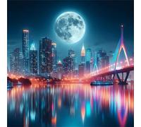 Umfarvt 5D Urban Bridge Diamond Painting Kits for Adults Kids,DIY Round Full Drill diamond art painting kits,Canvas Embroidery Diamond Art Craft for Home Wall Decor 40x40cm