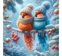 Umfarvt 5D Winter Tree Birds Diamond Painting Kits for Adults Kids,DIY Round Full Drill diamond art painting kits,Canvas Embroidery Diamond Art Craft for Home Wall Decor 100x100cm