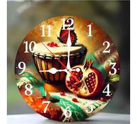 Umfarvt Orologio Da Parete 15cm Tamburo Melograno, orologio da parete Moderno Silenzioso e senza ticchettio, Movimento al Quarzo, orologio da muro Circolare per Camera da letto, Soggiorno, Ufficio